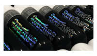 a row of black and white pens with holographic ink