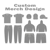 a set of grey t - shirts and hats for custom merchandise design